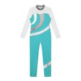 thumbnail image 3 of TiaoBug Kids Girls Metallic Gymnastics Dance Leotard Long Sleeve Unitard Full Length Bodysuit Blue Green 10, 3 of 7
