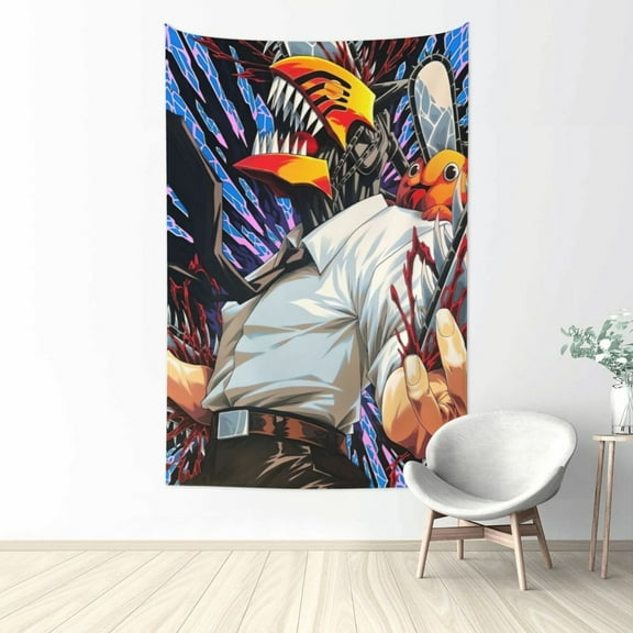 Chainsaw Man Tapestry Wall Hanging Home Decoration Wall Blanket Dormitory Living Room Bedroom Backdrop Poster( 60x40inch)
