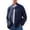 Dark Blue, variant on Men’s Stand Collar Button Front Wool Blend Jacket Casual Regular Fit Outerwear with Patch Pockets for Everyday Wear Army Green 3XL