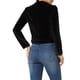 thumbnail image 3 of Chaqueta de motociclista recortada de terciopelo con solapa de pico y cremallera para mujer INSPIRE CHIC XS negra, 3 of 7