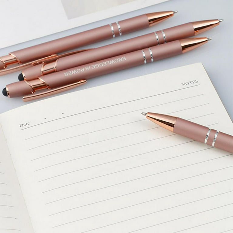 Custom Alpha Soft Touch Gel Pen with Rose Gold Trim