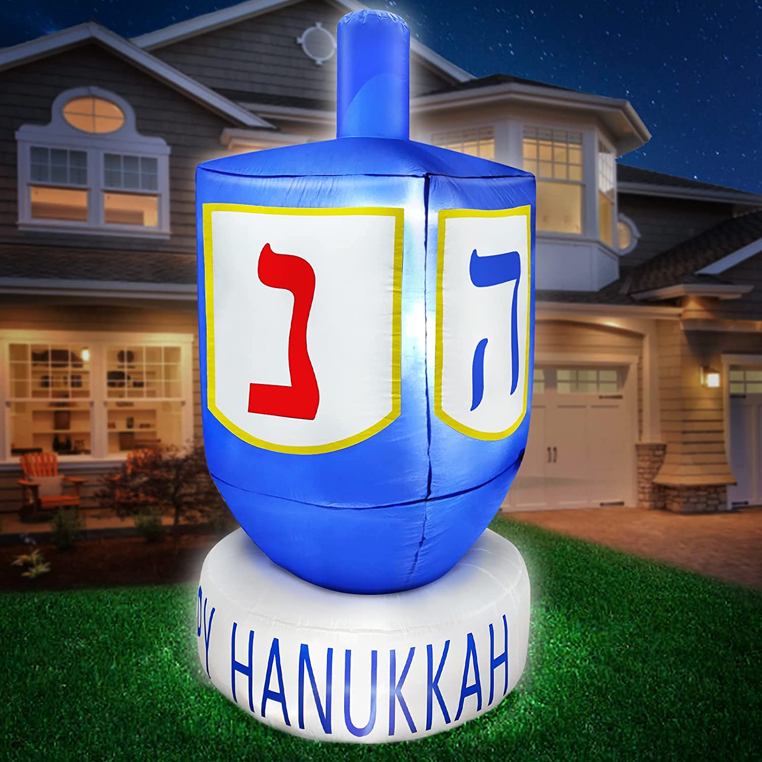 Jcwfuno 6 Foot Tall Hanukkah Dreidel Inflatable Hanukkah Decorations
