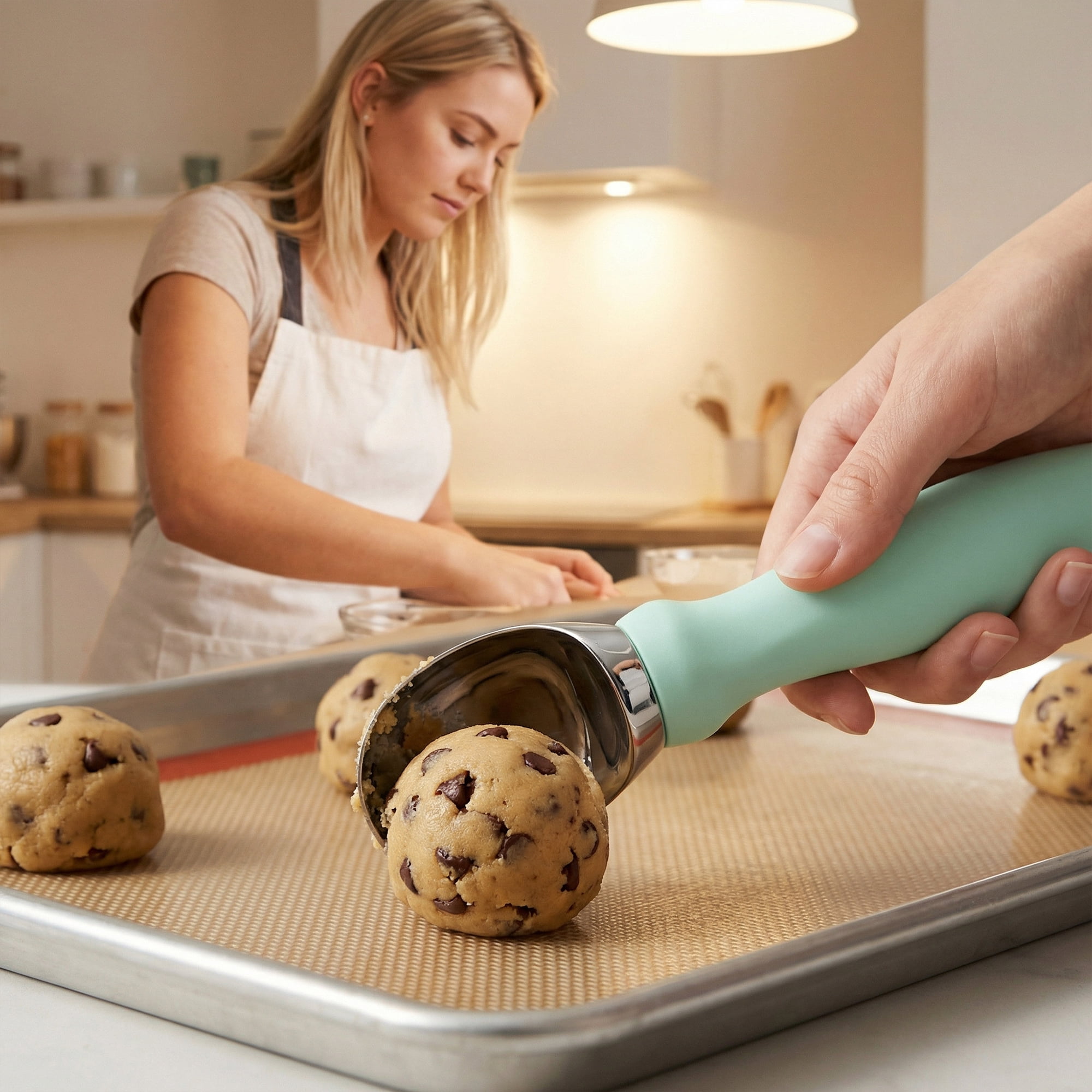 Unique Bargains Zinc Ice Cream Scoop with for Gelato and Cookie Dough Mint Green 7.9in