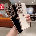 thumbnail image 3 of Samsung Galaxy S21 Ultra 5g 6.8" Phone Case with Luxury Electroplate Cute Side Love Heart Cover Full Camera Protection Soft Silicone Anti-Fingerprint Shockproof Cover Bumper (Beige), 3 of 6