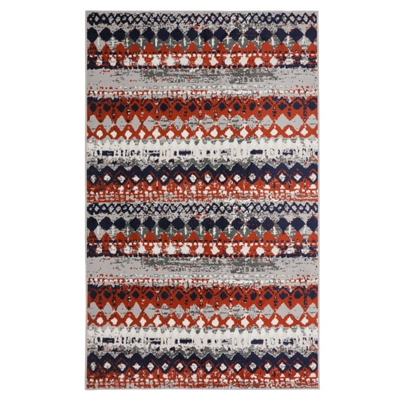 Furnishmyplace Furnish My Place Geometric Rug - Light Grey, Distressed Area Rug 5'x8'