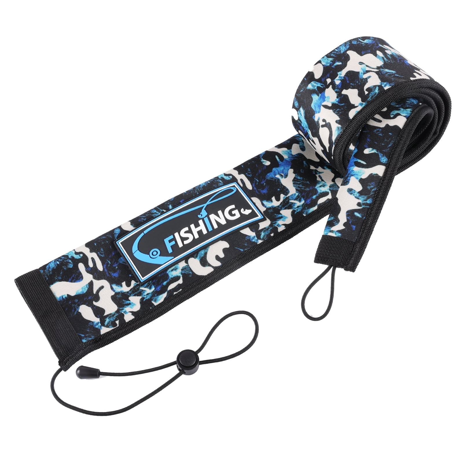 Neoprene Fishing Rod Sleeve for Casting, Trolling, Spinning Rods - Lightproof Fishing Pole Sock for Storage & Transportation (Blue Camo, 65in)