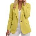 thumbnail image 2 of Rotm Office Clothes for Women Women's Work Office Blazer Stretch Lapel Collar Long Sleeve Jacket Suit Blazer Light Yellow,L, 2 of 5