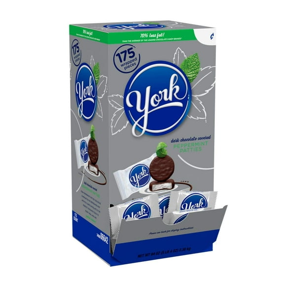 York Peppermint Patties Dark Chocolate Covered Mint Candy, 175 Pieces, 5.25 Pound - PACK OF 3