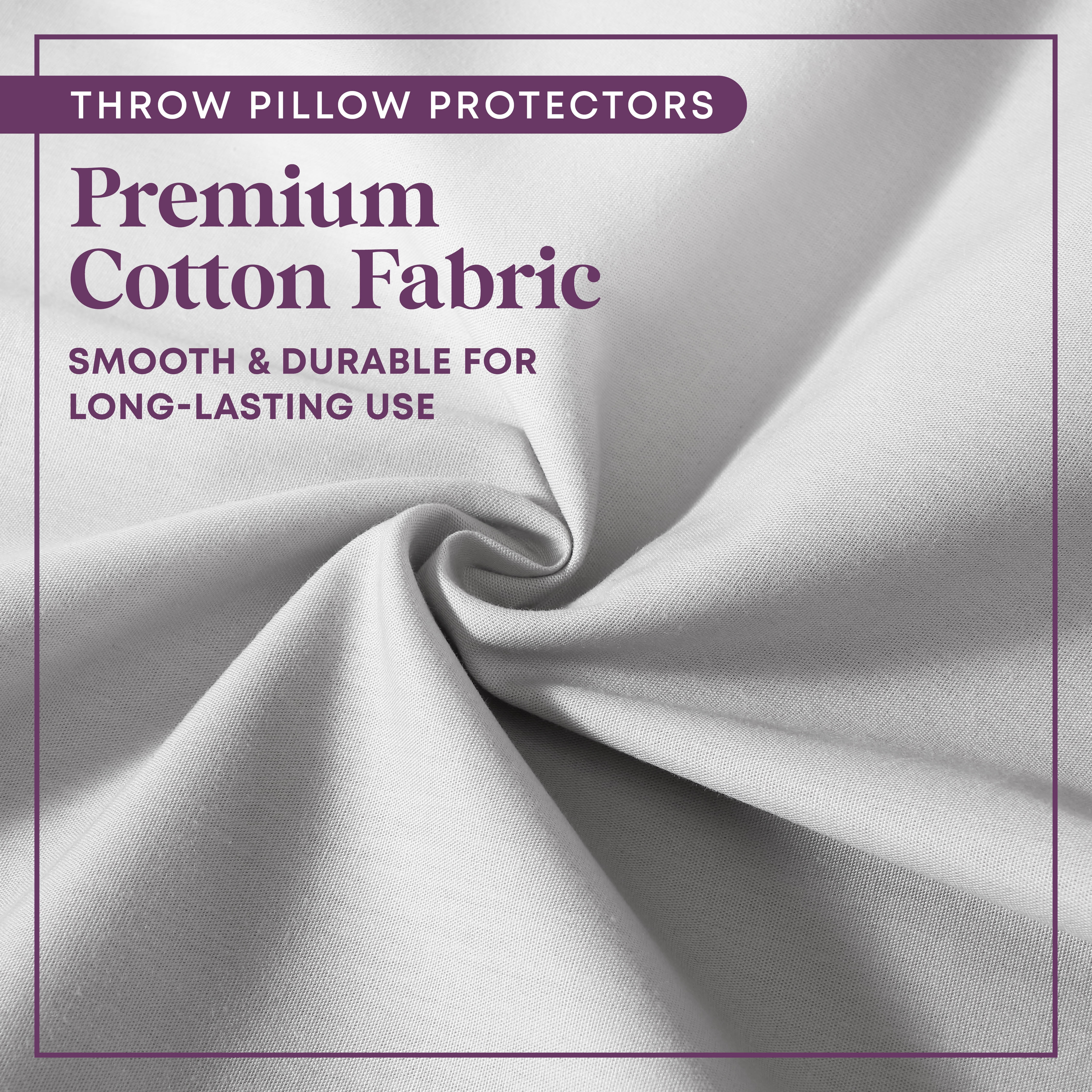 CIRCLESHOME Throw Pillow Protectors - 100% Cotton Breathable Pillowcases - 18 X 18 Square Pillowcases - Protects Pillows from Dirt, Dust and Debris (Square Pillow - 4 Pack- 18x18)