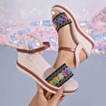 thumbnail image 6 of XUNKUSGA Womens Sandals Fashion Vintage Bohemian Open Toe Ankle Strap Buckle Sandals for Women Comfortable Wide Width Slip On Wedge Sandals,Black, 6 of 10