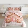 thumbnail image 3 of Manfei Kawaii Gingerbread Man Full Size Comforter Sets for Kids, Merry Christmas Bedding Comforter Set, Girly Pink Cartoon Reversible Bedding Sets, Ultra Soft Home Decor, 3 Pieces, 3 of 9
