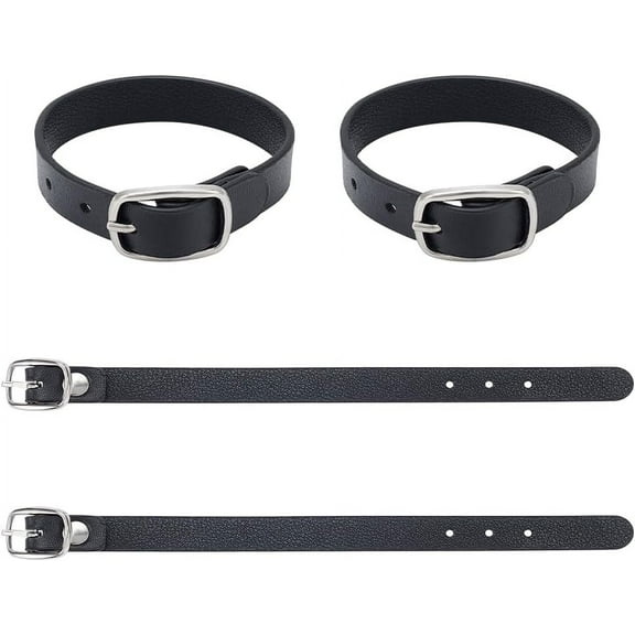 4 Pcs Leather Luggage Straps 7.5 Inch Short Black Kilt Extender Buckle Straps Mini Suitcase Belts