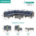 thumbnail image 6 of JOIVI 7 Pieces Patio Furniture Set, Outdoor Sectional Sofa Set with Cushion and Coffee Table, 7-Piece PE Rattan Conversation Set for Deck, Porch, Backyard, Denim Blue, 6 of 8