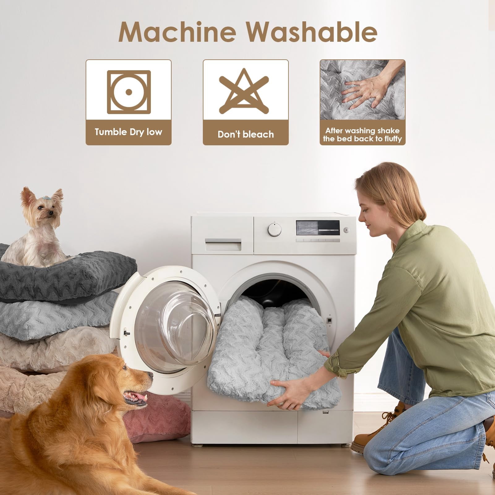 Washable Xl Dog Bed For Crate 41x27 Inch  Reversible Kennel Pad Extra Large Dogs Weight Up To 75 Lbs Plush And Comfy Pet Sleeping Mat Grey