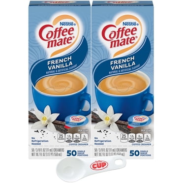 Nestle Coffee mate Liquid Coffee Creamer Singles, French Vanilla, 50 Ct Box (Pack of 2) with Coffee Scoop
