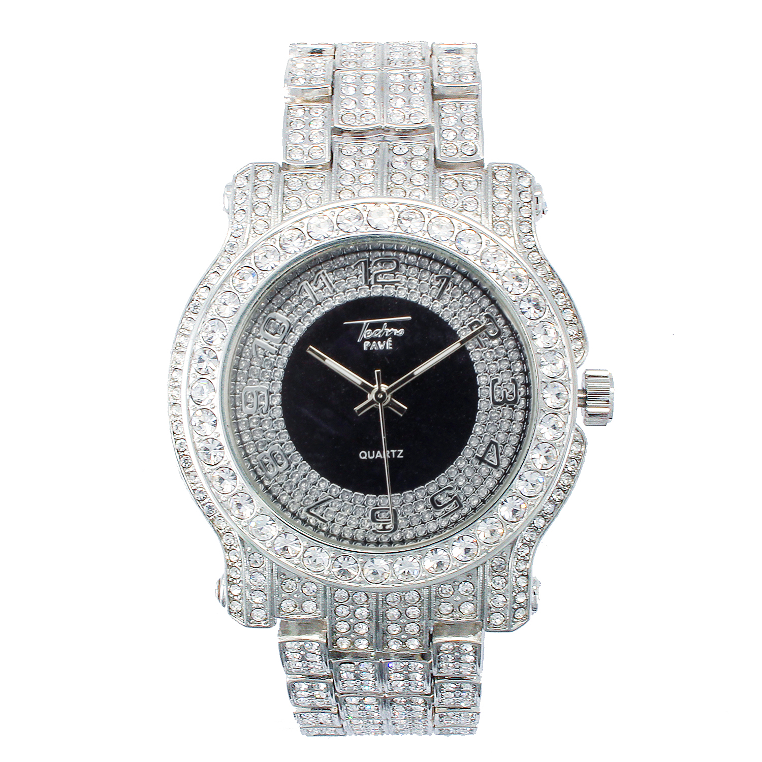 mens silver iced out watch