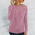 thumbnail image 2 of Sweaters For Women Floral Lace Patchwork Crewneck Knit Pullover Sweater Long Sleeve Casual Solid Color Top M Womens Sweaters, 2 of 6