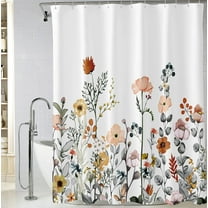 Extra Long Vintage Floral Shower Curtain 72 x 84 Inch, Waterproof Fabric Colorful Botanical Flower Shower Curtain for Bathroom