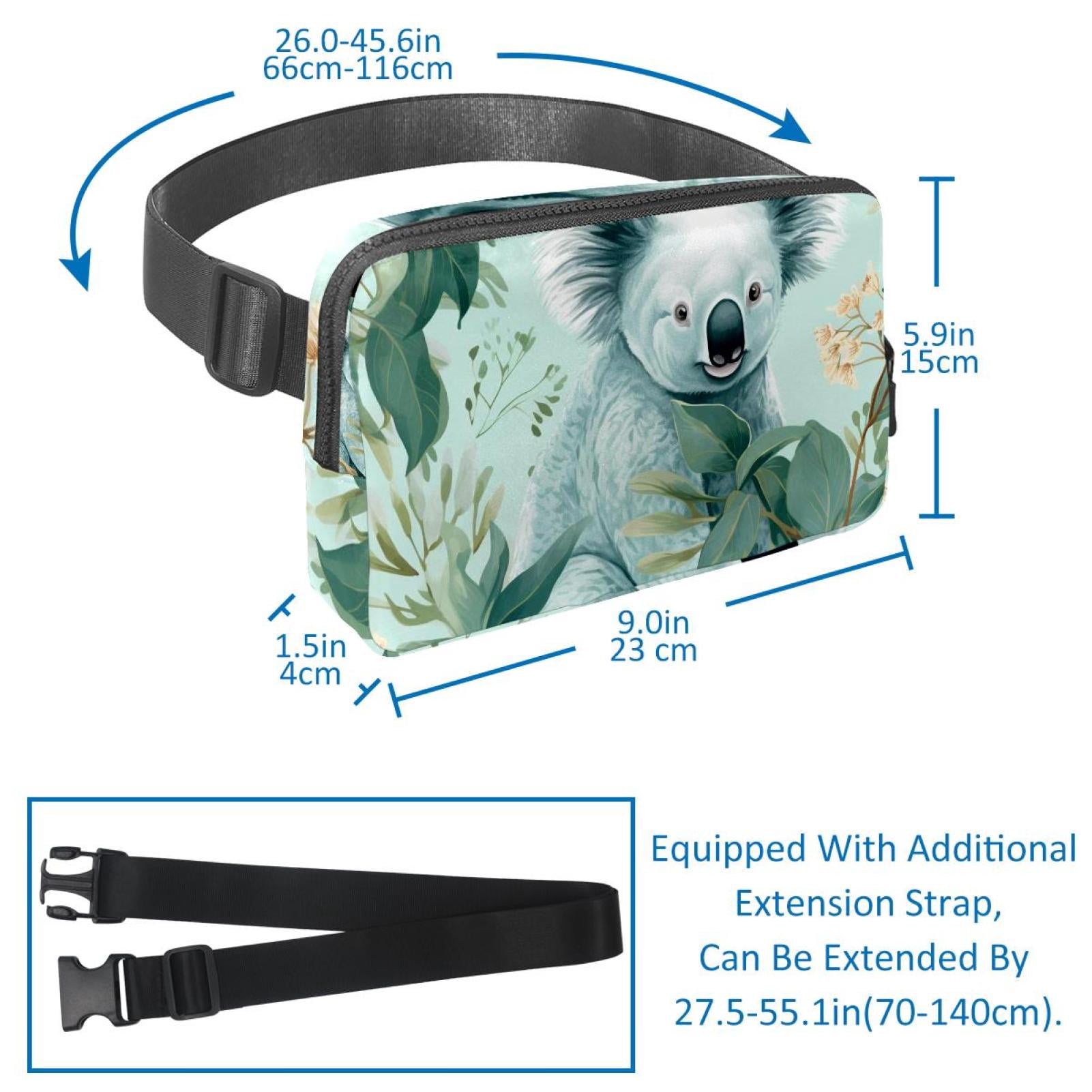 Koala Lightweight, Adjustable Fanny Packs with Extension Strap - Unisex Sling Bag Money Belt