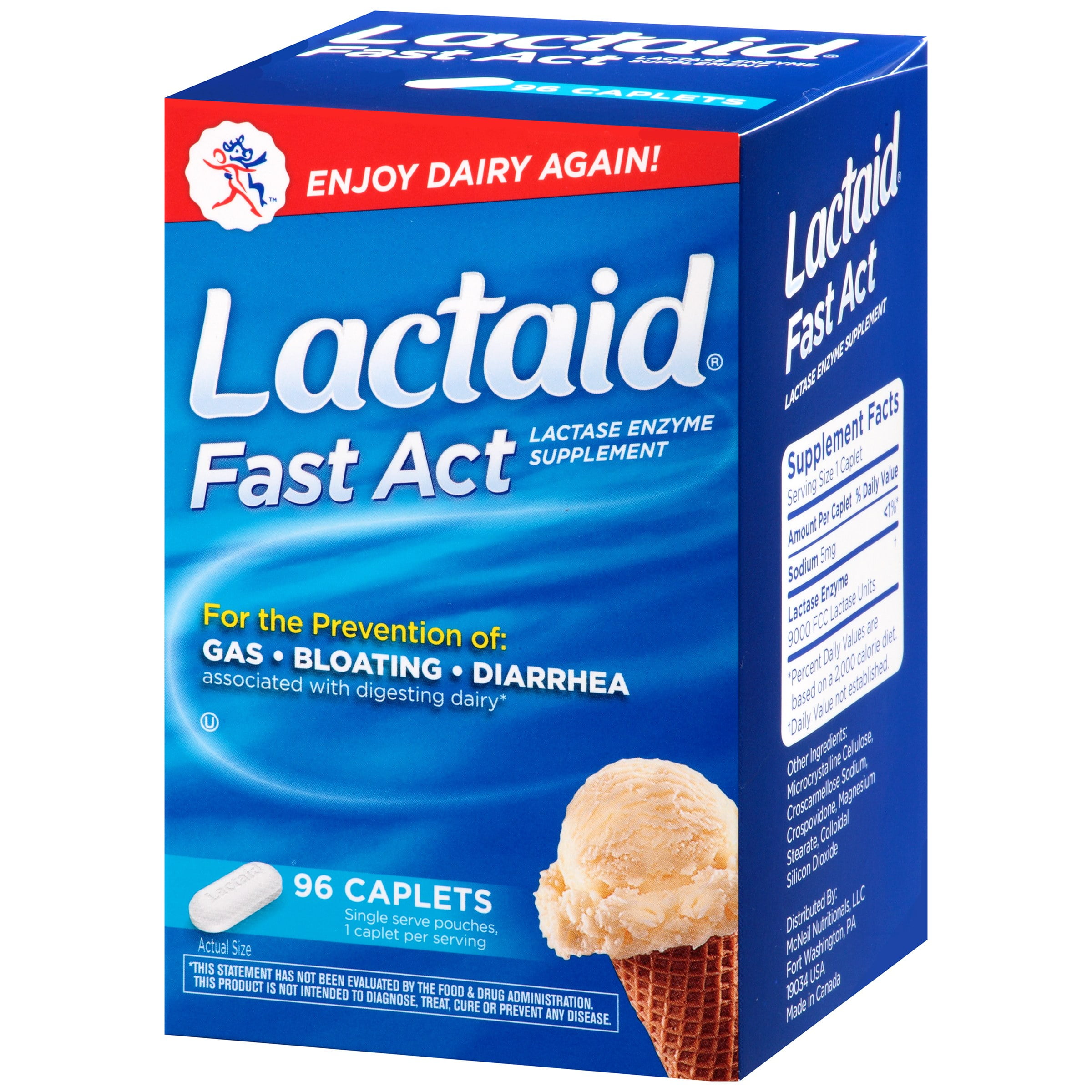Lactaid Fast Act Lactase Enzyme Supplement, 120 Caplets, 54 OFF