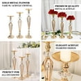 thumbnail image 4 of Efavormart Set Of 3 | Gold Metal Crystal Ball Flower Bowl Pedestal Stand Set, Pillar Candle Holder Stands - 20", 23", 25", 4 of 11