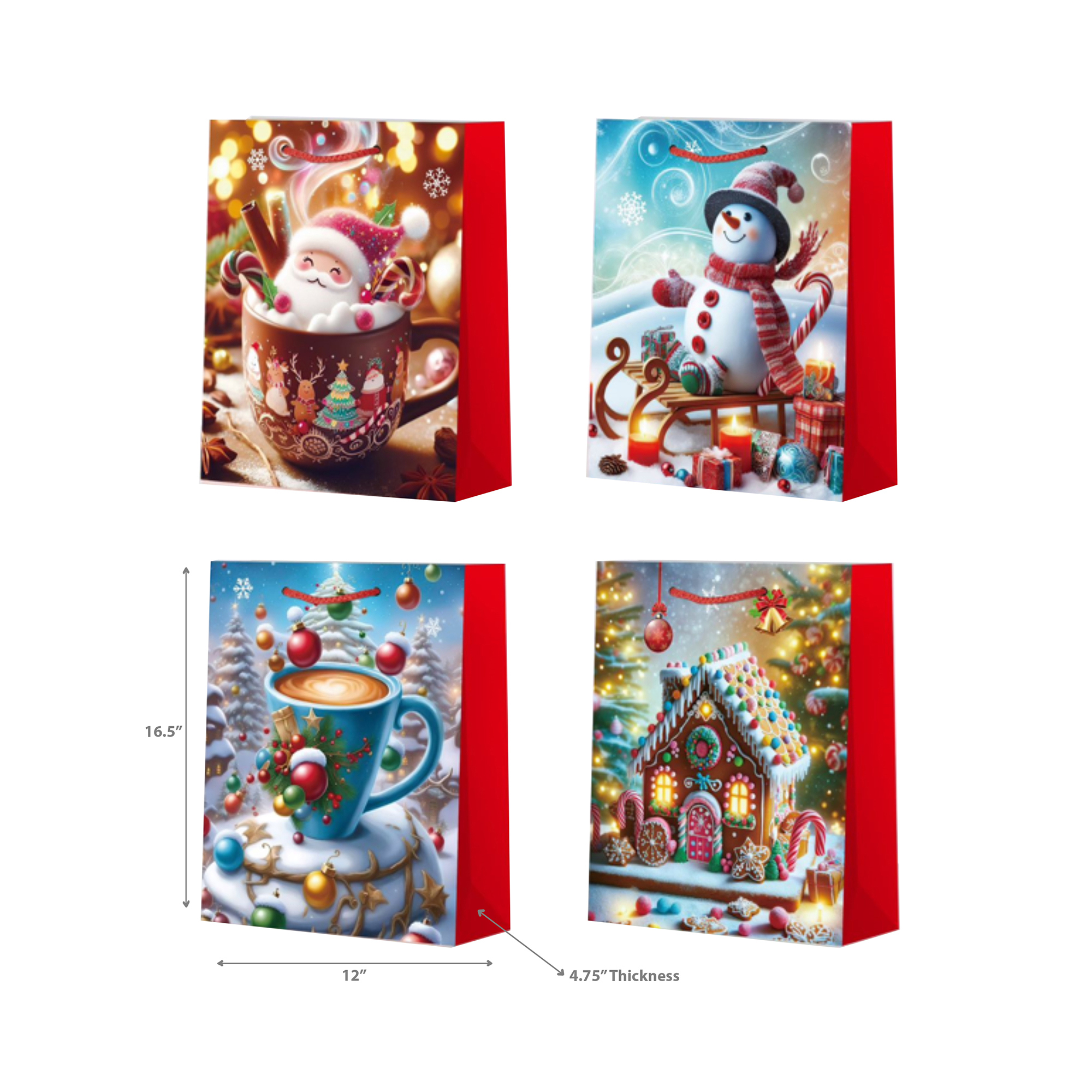 Sacs-Cadeaux De Noël (Assortiment) (Très Grand) - Lot De 12