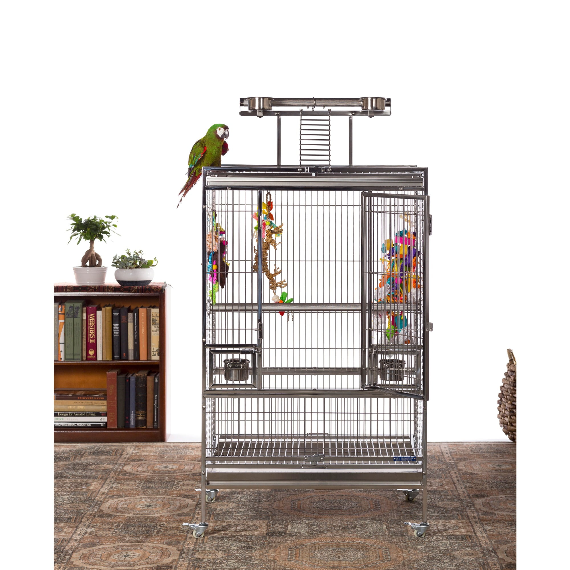 Prevue Pet Products Large Stainless Steel Playtop Bird Cage in Silver Finish 3455