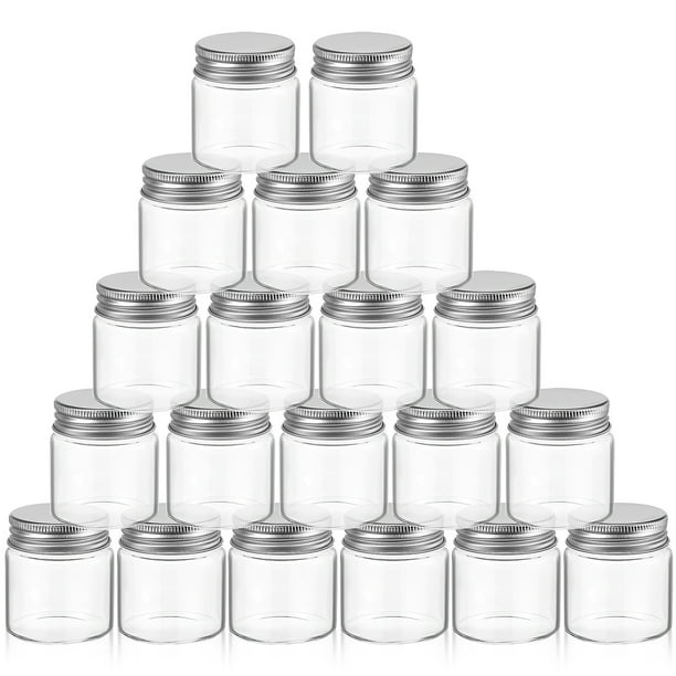 20 frascos pequeños de vidrio con tapa, lata de vidrio transparente de 50 ml para cocina.
