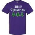 thumbnail image 3 of Inktastic Merry Christmas Green Plaid Christmas Trees T-Shirt, 3 of 5