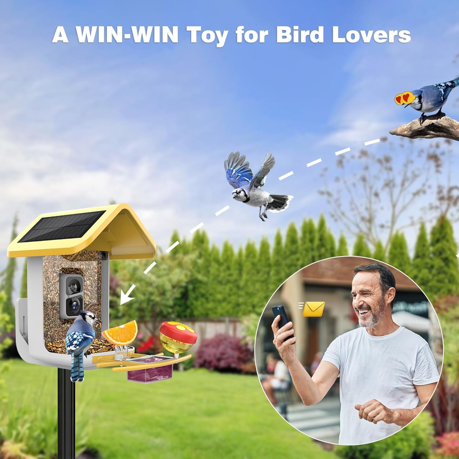 Asivwid Bird Feeder with Camera, Smart Bird Camera with Solar Panel, AI Identify 10000+ Species, - Auto Capture Videos, Gifts for Birdlovers Mom Dad