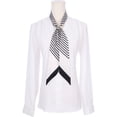 thumbnail image 2 of INSPIRE CHIC Women Striped Print Skinny Long Scarves, Satin Silky Neck Scarf Neckerchief Ribbon Headband 51.2x2.8" Beige, 2 of 6
