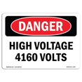 thumbnail image 1 of SignMission OS-DS-A-1218-L-1957 12 x 18 Po Signe de Danger OSHA - Haute Tension 4160 Volts, 1 of 1