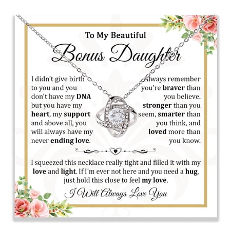 Bonus Daughter, Bonus Daughters Necklace From Stepdad, Step Daughter From Stepmom, Step Daughters, Stepdaughter Necklace From Stepmom, Stepdaughter #940, White Love Knot Necklace