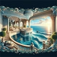 thumbnail image 3 of Ambesonne Fantasy World Duvet Cover Set, Balcony to the Ocean, Queen, Dark Turquoise and Ecru, 3 of 6