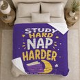thumbnail image 5 of Study Hard Nap Harder Whimsical Cartoon Book Moon, Cozy Typography Art Scene, Warm Flannel Blanket for Living Room and Reading Nook, Art Lovers Graduation Gift, Artistic Home Decor, 5 of 9