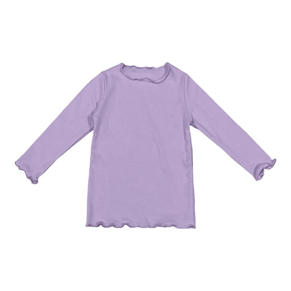 Toddler Girls' Basic Long Sleeve Mock Turtleneck Cotton T-Shirt Baby Girls Lettuce Edge Trim Undershirts Girls Fashion