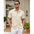 thumbnail image 6 of COOFANDY Mens Summer Vacation Shirt Cuban Linen Button Down Shirts Short Sleeve Beachwear Top, 6 of 10