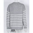 thumbnail image 3 of Sweaters for Women Zip Up Crew Neck Long Sleeve Striped Knitted Pullover Sweaters Tops Winter Sweaters Alsol Lamesa, 3 of 5