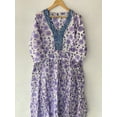 thumbnail image 5 of Purple Kitty Flower Printed Cotton Dress Floral Dress, Cotton Block Print Dress, Long Dressing Gown,Indian Cotton Dress, 5 of 7