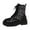Black, variant on Women's Ankle Boots Stylish Ankle Boots With Round Toe Sequin Patchwork Lace Up Design Thick Sole And Heels For Fashion Forward Outfits