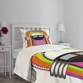 thumbnail image 5 of Ambesonne Cartoon Quilted Bedspread Set 2 Pcs, Vintage Music Notes, Twin Size, Orange Purple and Green, 5 of 6