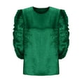 thumbnail image 6 of GaThRRgYP Women's Flowy Short Sleeve Top,Women's Fashionable Solid Color Round Neck Asymmetrical Ruffle Sleeve Long Sleeved Top Green M, 6 of 7