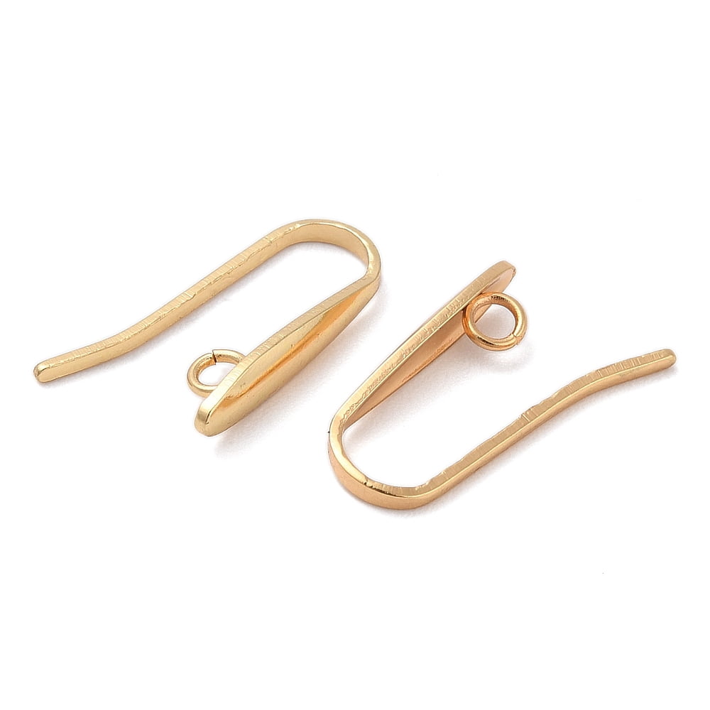 304 Stainless Steel Earring Hooks Golden 19.5x3.5mm Hole: 1.8mm Pin: 1mm