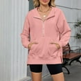 thumbnail image 2 of Kaemgyyd Women's Half Zip Sweatshirt Stylish Side Slit Oversized Hoodies Causal Sports Gym Workout Long Sleeve Pullover Fall Tops, 2 of 7