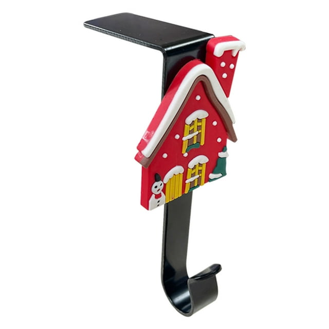 Percha para corona navideña para puerta de entrada: percha para corona sobre la puerta con patrón de Papá Noel