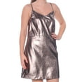 thumbnail image 3 of 1. STATE Womens Silver Spaghetti Strap Above The Knee Shift Party Dress Size: 6, 3 of 4