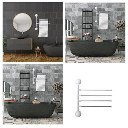 

Wardrobe storage rack Portable living room Towel Rack Wall Mounted Rotatable Holder 4 Bar Kitchen Shelf Hanger Bathroom Accessories Space Saving