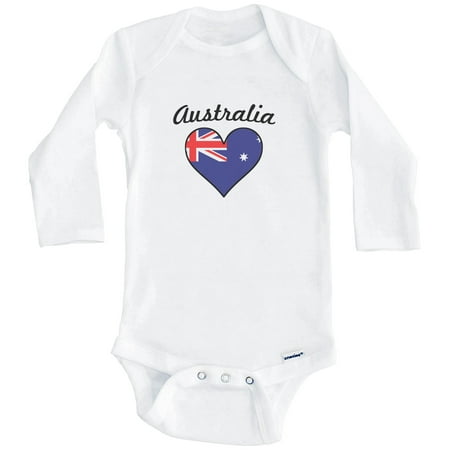 

Australian Flag Heart Australia One Piece Baby Bodysuit (Long Sleeve) 3-6 Months White