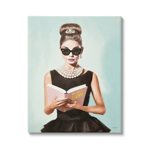 Stupell Industries Fashion Girl Reading Literature & Flim Painting Gallery Wrapped Canvas Art Print Wall Art, 16 x 20