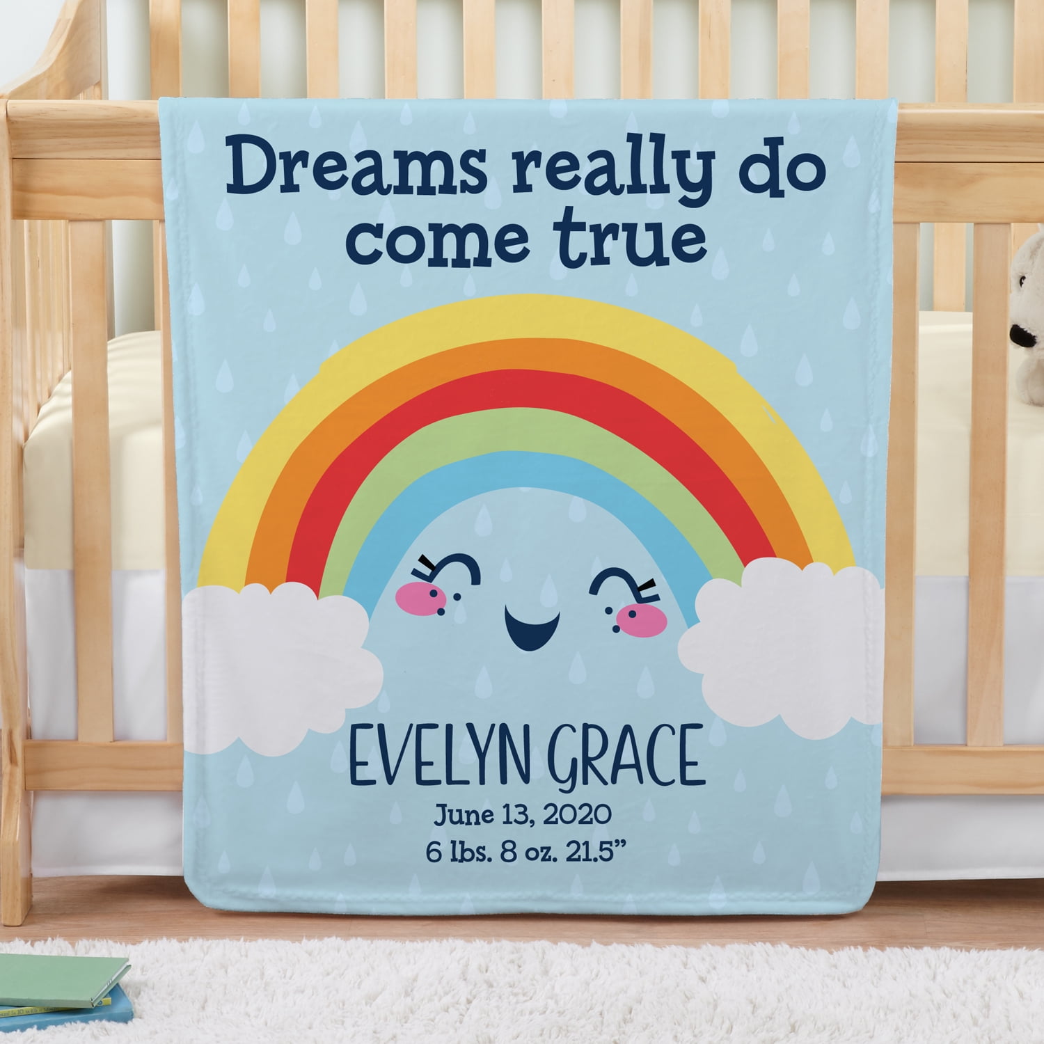 personalized rainbow baby blanket